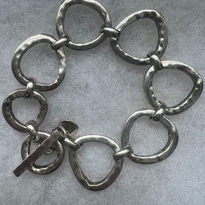 Silpada B2709 Sterling Silver "Silver Rush" Hammered Toggle Link Clasp Bracelet